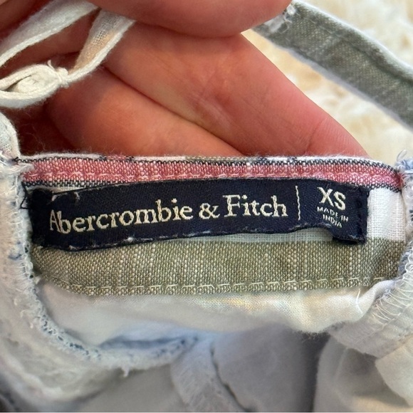 Abercrombie & Fitch Striped Linen Mini Dress SZ XS Tie Front Coastal Aesthetic - Picture 5 of 7